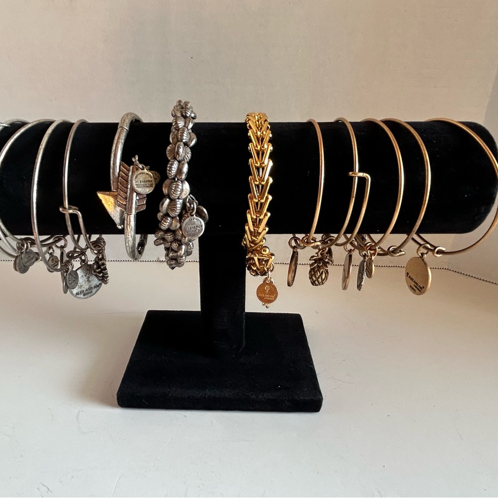 Lot of 13 Alex and Ani Charm Bracelets-silver and gold tones.